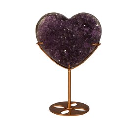 Amethist cluster hart op standaard (goudkleurig) 10,7 x 12,6 x 4,3 cm | 758 gram