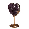 Amethist cluster hart op standaard (goudkleurig) 10,7 x 12,6 x 4,3 cm | 758 gram