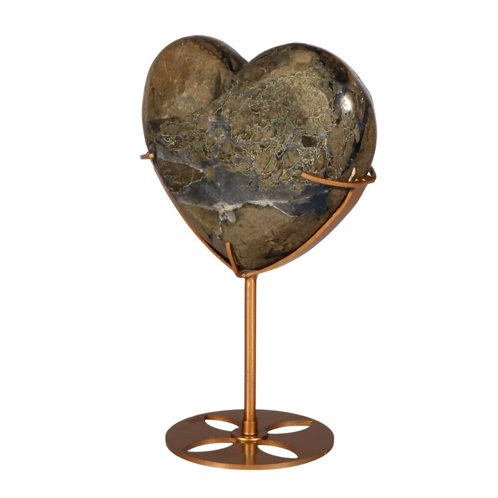 Amethist cluster hart op standaard (goudkleurig) 10,7 x 12,6 x 4,3 cm | 758 gram