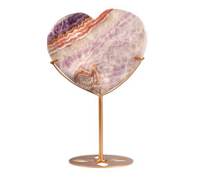 Amethist met kantagaat hart op goudkleurig standaard 18,5 x 16 x 2 cm | 1380 gram