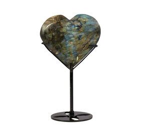 Labradoriet hart op standaard (zwart) 10 x 9,1 x 1,4 cm | 324 gram