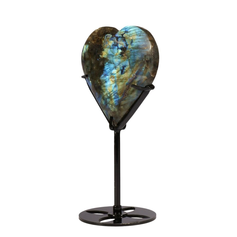 Labradoriet hart op standaard (zwart) 10 x 9,1 x 1,4 cm | 324 gram