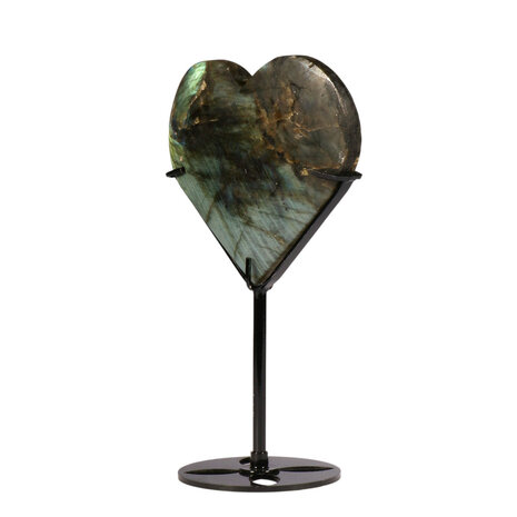 Labradoriet hart op standaard (zwart) 10 x 9,5 x 1,4 cm | 367 gram