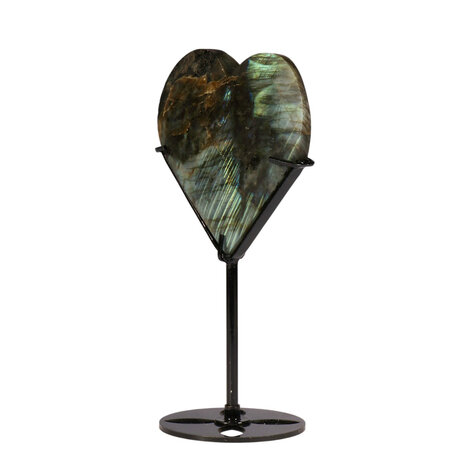 Labradoriet hart op standaard (zwart) 10 x 9,5 x 1,4 cm | 367 gram