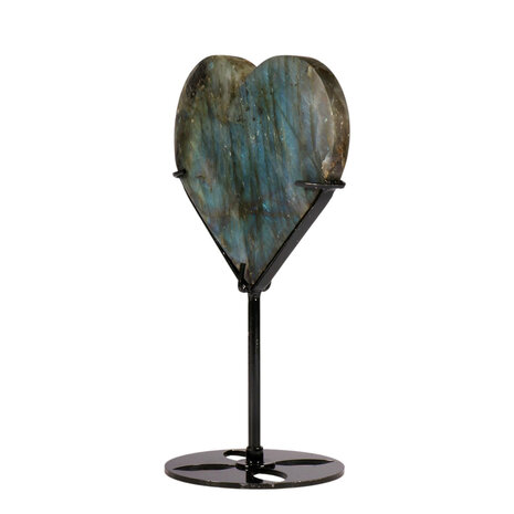 Labradoriet hart op standaard (zwart) 10,5 x 11,1 x 1,4 cm | 424 gram