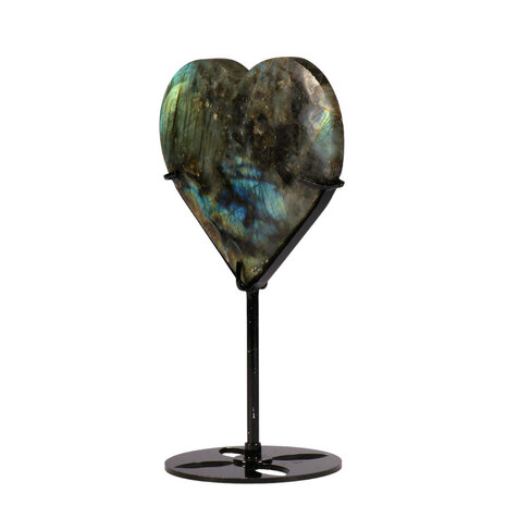 Labradoriet hart op standaard (zwart) 10,5 x 11,1 x 1,4 cm | 424 gram