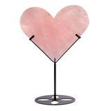 Rozenkwarts hart op standaard 24,5 x 22 x 4 cm | 3191 gram