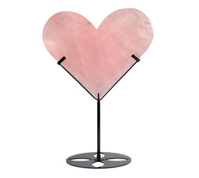 Rozenkwarts hart op standaard 24,5 x 22 x 4 cm | 3191 gram