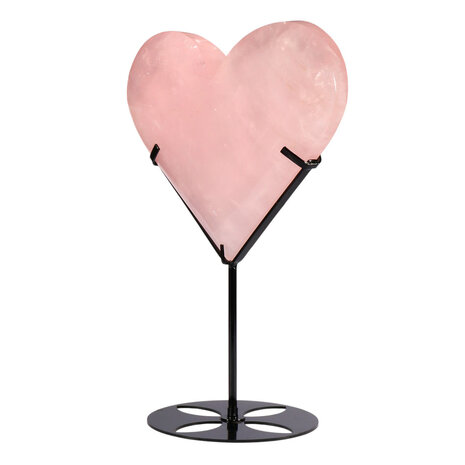 Rozenkwarts hart op standaard 24,5 x 22 x 4 cm | 3191 gram