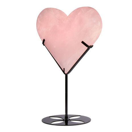Rozenkwarts hart op standaard 24,5 x 22 x 4 cm | 3191 gram