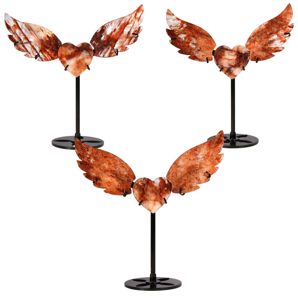 Red healer hart met vleugels op standaard