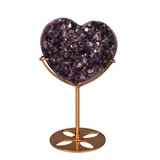 Amethist cluster hart op standaard (goudkleurig) 8,9 x 10,6 x 4,9 cm | 568 gram