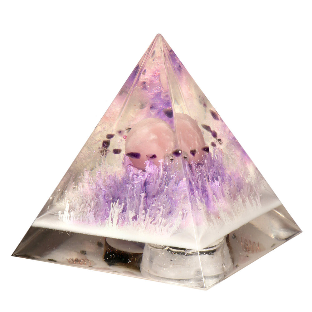 Urn piramide rozenkwarts 12 x 12 x 15 cm
