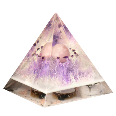 Urn piramide rozenkwarts 12 x 12 x 15 cm