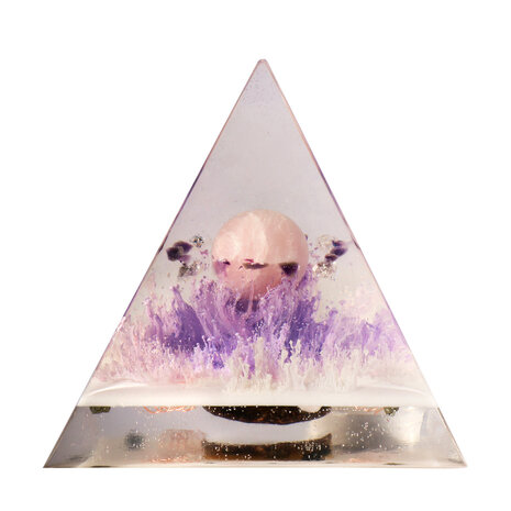 Urn piramide rozenkwarts 12 x 12 x 15 cm