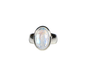 Zilveren ring maansteen (regenboog) maat 17 | ovaal 1,5 x 1 cm