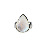 Zilveren ring maansteen (regenboog) maat 16 1/2 | druppel 1,8 x 1,4 cm