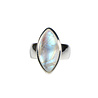 Zilveren ring maansteen (regenboog) maat 16 1/2 | markies 2 x 1 cm