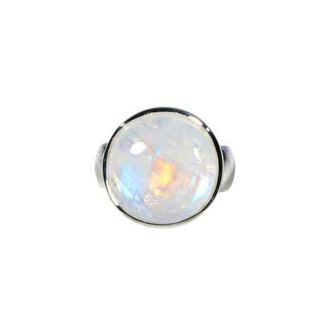 Zilveren ring maansteen (regenboog) maat 18 | rond 1,61 cm