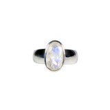Zilveren ring maansteen (regenboog) maat 17 | ovaal facet 1,2 x 0,7 cm