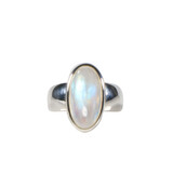 Zilveren ring maansteen (regenboog) maat 17 | ovaal 1,7 x 0,9 cm