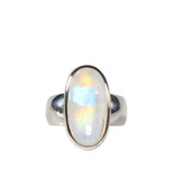 Zilveren ring maansteen (regenboog) maat 17 | ovaal 2 x 1 cm