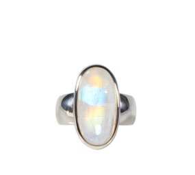 Zilveren ring maansteen (regenboog) maat 17 | ovaal 2 x 1 cm