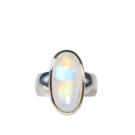 Zilveren ring maansteen (regenboog) maat 17 | ovaal 2 x 1 cm