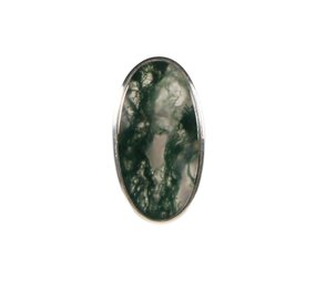 Zilveren ring mosagaat maat 17 1/2 | ovaal 2,7 x 1,4 cm