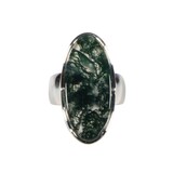 Zilveren ring mosagaat maat 17 | ovaal 2,7 x 1,2 cm