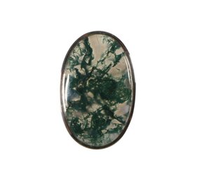 Zilveren ring mosagaat maat 18 (licht verstelbaar) | ovaal 3 x 1,9 cm