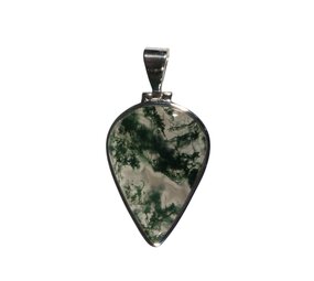 Zilveren hanger mosagaat | druppel 3,2 x 2,3 cm