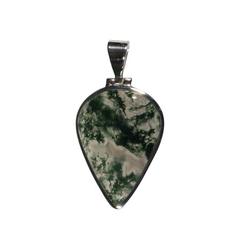 Zilveren hanger mosagaat | druppel 3,2 x 2,3 cm