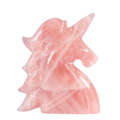 Rozenkwarts eenhoorn 17 x 12 x 3,4 cm | 771 gram