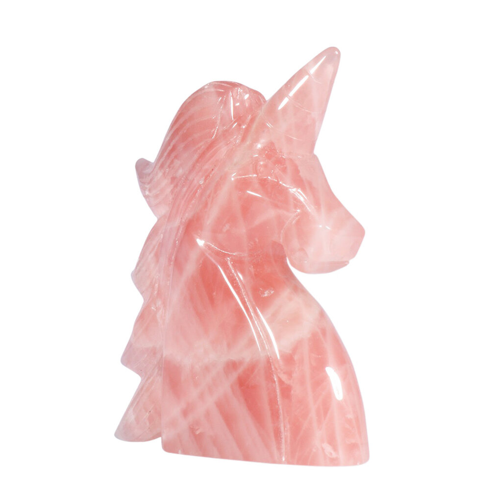 Rozenkwarts eenhoorn 17 x 12 x 3,4 cm | 771 gram