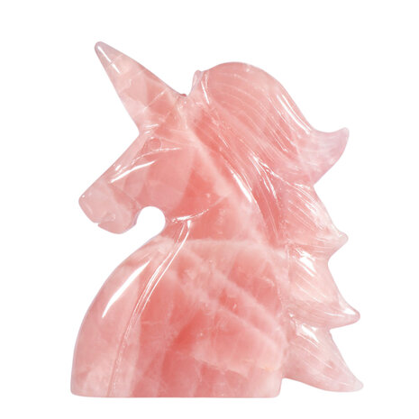 Rozenkwarts eenhoorn 17 x 12 x 3,4 cm | 771 gram