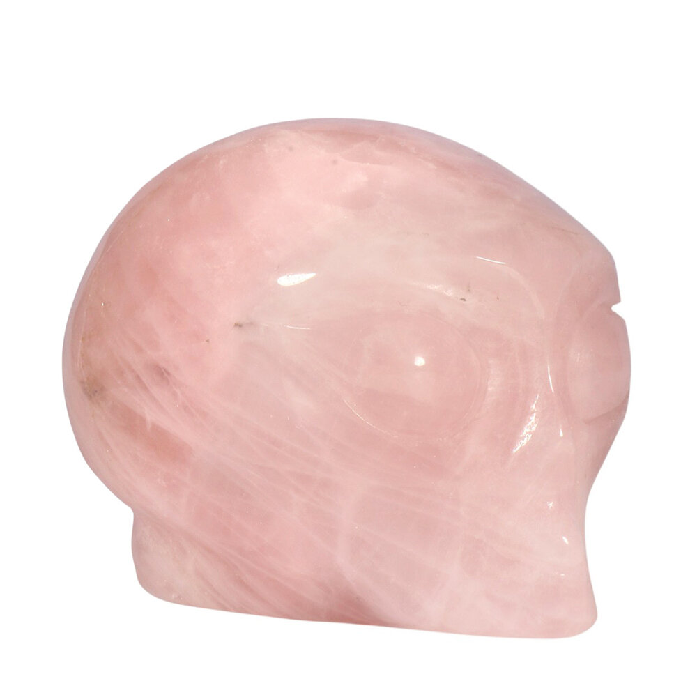 Rozenkwarts alien schedel 8,4 x 6,2 x 6,3 cm | 454 gram