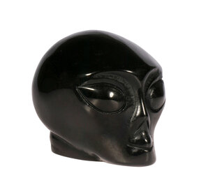 Obsidiaan (zilver) alien schedel 8,8 x 6,1 x 6,5 cm | 403 gram