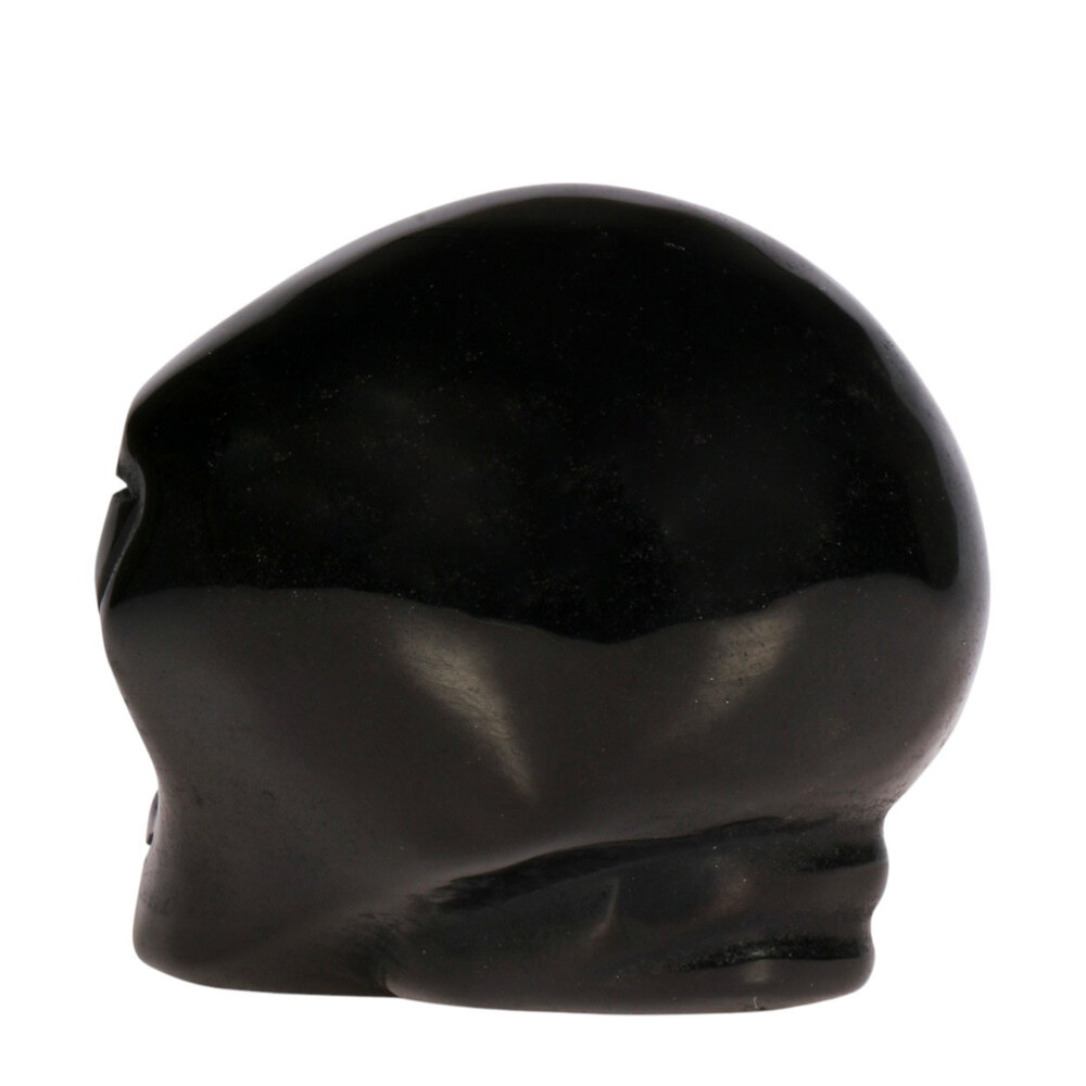 Obsidiaan (zilver) alien schedel 8,8 x 6,1 x 6,5 cm | 403 gram