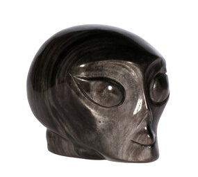 Obsidiaan (zilver) alien schedel 10,5 x 7,7 x 8 cm | 787 gram