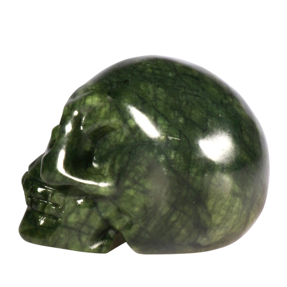 Jade kristallen schedel 7,8 x 5,6 x 5,8 cm | 335 gram