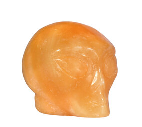 Calciet (oranje) alien schedel 8,2 x 6,2 x 6,8 cm | 469 gram