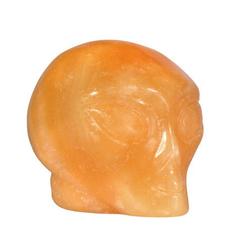 Calciet (oranje) alien schedel 8,2 x 6,2 x 6,8 cm | 469 gram