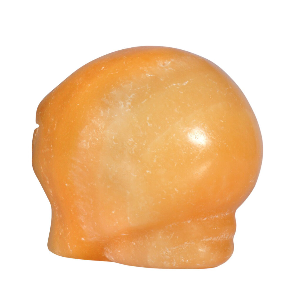 Calciet (oranje) alien schedel 8,2 x 6,2 x 6,8 cm | 469 gram