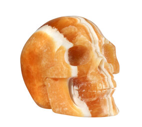 Calciet (oranje) kristallen schedel 9,7 x 6 x 7,9 cm | 688 gram