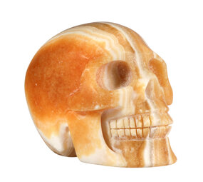 Calciet (oranje) kristallen schedel 10,4 x 6,9 x 7,5 cm | 805 gram