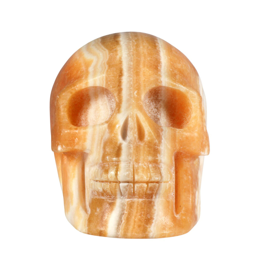 Calciet (oranje) kristallen schedel 10,4 x 6,9 x 7,5 cm | 805 gram