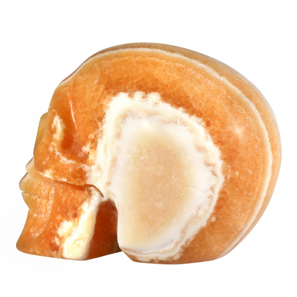 Calciet (oranje) kristallen schedel 10,4 x 6,9 x 7,5 cm | 805 gram