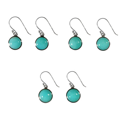 Zilveren oorbellen amazoniet | rond 1 cm Zilveren oorbellen amazoniet | rond 1 cm