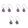 Zilveren oorbellen amethist rond smalle rand 8 mm